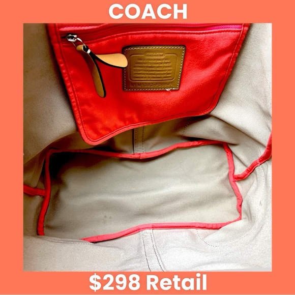 COACH F30041 Hadley Multistripe Canvas/Leather Medium Size Tote Bag EUC - Picture 6 of 12